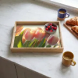 Tulpen - Roze - Zonnestralen Dienblad Rechthoek middel -sfeer2