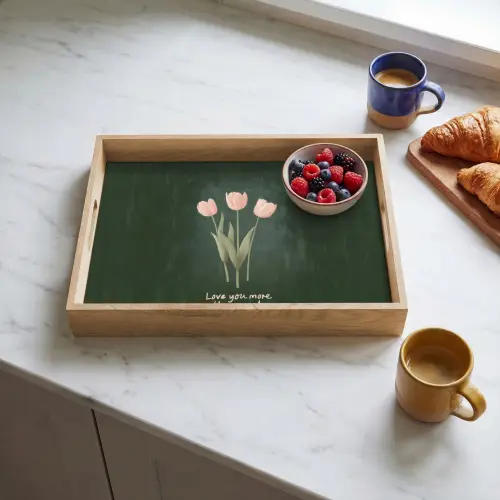 Tulpen - Roze - Tekst - Love Dienblad Rechthoek middel -sfeer2