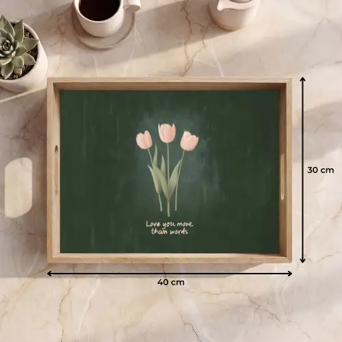 Tulpen - Roze - Tekst - Love Dienblad Rechthoek middel -USP_Formaat