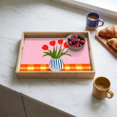 Tulpen - Roze - Vaas Dienblad Rechthoek middel -sfeer2