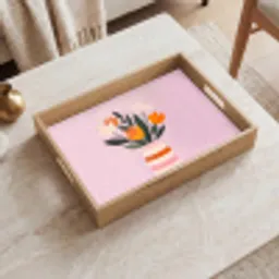 Tulpen - Vaas - Strepen - Paars Dienblad Rechthoek middel -sfeer1