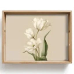 Tulpen - Wit - Bladeren Dienblad Rechthoek middel -z3d_shopping