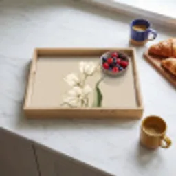 Tulpen - Wit - Bladeren Dienblad Rechthoek middel -sfeer2