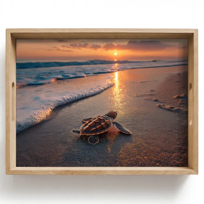 Schildpad - strand - Zonsondergang Dienblad Rechthoek middel -z3d_shopping