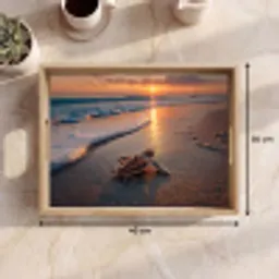 Schildpad - strand - Zonsondergang Dienblad Rechthoek middel -USP_Formaat