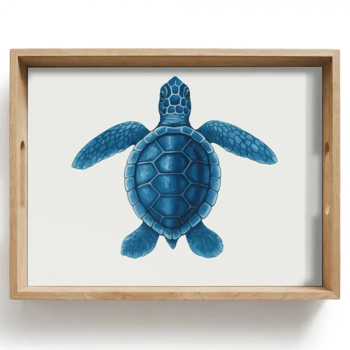 Schildpad - Blauw - Schild Dienblad Rechthoek middel -z3d_shopping