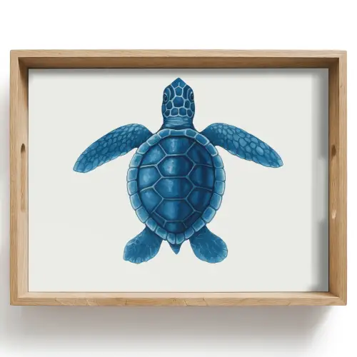 Schildpad - Blauw - Schild Dienblad Rechthoek middel -z3d_shopping