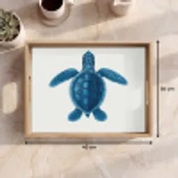 Schildpad - Blauw - Schild Dienblad Rechthoek middel -USP_Formaat