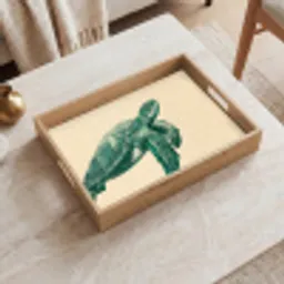 Schildpad - Sierlijk - Groen - Schild Dienblad Rechthoek middel -sfeer1