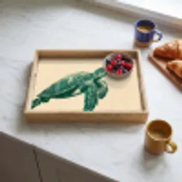 Schildpad - Sierlijk - Groen - Schild Dienblad Rechthoek middel -sfeer2