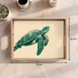 Schildpad - Sierlijk - Groen - Schild Dienblad Rechthoek middel -USP_Formaat