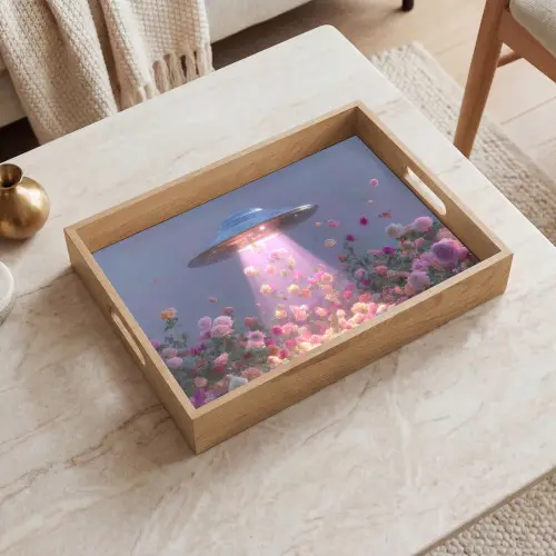 Ufo - Rozen - Pastelkleuren Dienblad Rechthoek middel -sfeer1