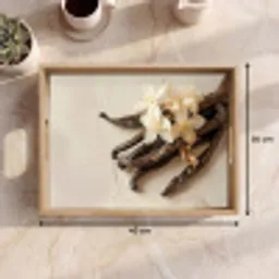 Vanille - Bloemen - Beige Dienblad Rechthoek middel -USP_Formaat