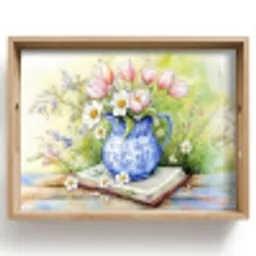 Vaas - Delftsblauw - Madeliefjes Dienblad Rechthoek middel -z3d_shopping