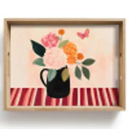 Vaas - Bloemen - Vlinder - Rood Dienblad Rechthoek middel -z3d_shopping