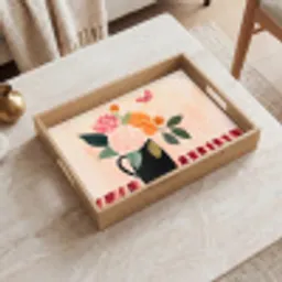Vaas - Bloemen - Vlinder - Rood Dienblad Rechthoek middel -sfeer1