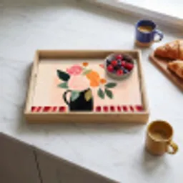 Vaas - Bloemen - Vlinder - Rood Dienblad Rechthoek middel -sfeer2