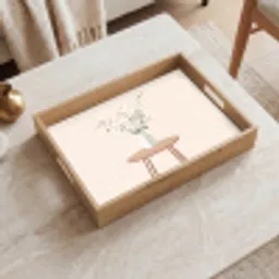 Vaas - Bloemen - Madeliefjes - Beige Dienblad Rechthoek middel -sfeer1