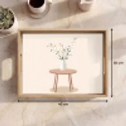 Vaas - Bloemen - Madeliefjes - Beige Dienblad Rechthoek middel -USP_Formaat