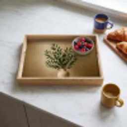 Vaas - Olijftakken - Bladeren - Beige Dienblad Rechthoek middel -sfeer2