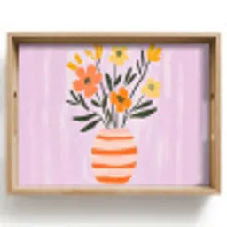 Vaas - Gestreept - Bloemen - Oranje Dienblad Rechthoek middel -z3d_shopping
