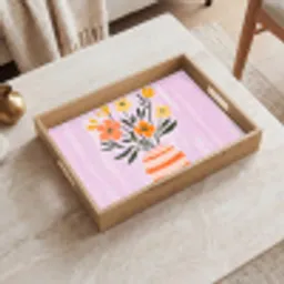 Vaas - Gestreept - Bloemen - Oranje Dienblad Rechthoek middel -sfeer1