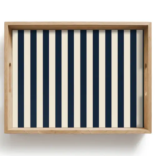 Verticale strepen - Blauw - Crème Dienblad Rechthoek middel 911 -z3d_shopping