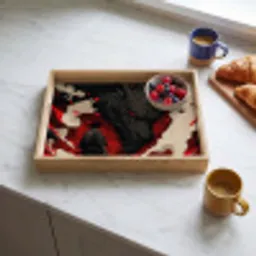 Krijger - Draak - Zwart - Rood - Rook Dienblad Rechthoek middel -sfeer2