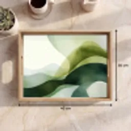 Golven - Abstract - Lichtgroen - Sierlijk Dienblad Rechthoek middel -USP_Formaat