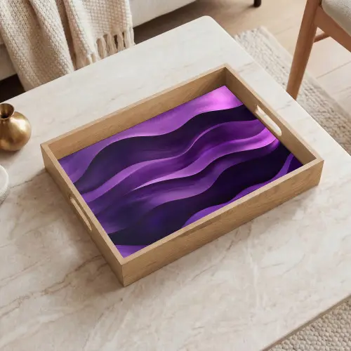 Golven - Abstract - Paars Dienblad Rechthoek middel -sfeer1