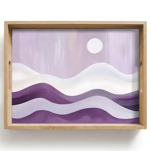Golven - Heuvels - Abstract - Paars Dienblad Rechthoek middel -z3d_shopping
