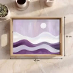Golven - Heuvels - Abstract - Paars Dienblad Rechthoek middel -USP_Formaat