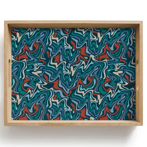Golven - Retro - Blauw - Patroon Dienblad Rechthoek middel 911 -z3d_shopping