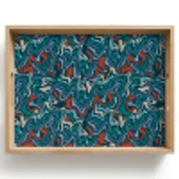Golven - Retro - Blauw - Patroon Dienblad Rechthoek middel 911 -z3d_shopping