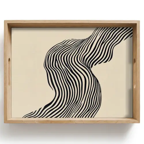 Golvend - Lijnen - Abstract - Silhouet Dienblad Rechthoek middel -z3d_shopping