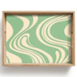 Golvende lijnen - Mintgroen - Dansende vormen Dienblad Rechthoek middel -z3d_shopping