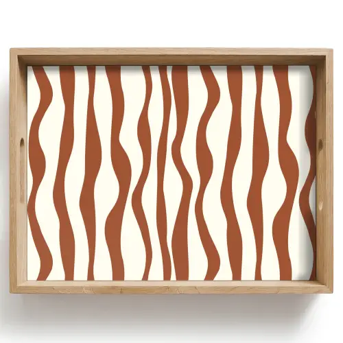 Golvende lijnen - Strepen - Beige - Bruin Dienblad Rechthoek middel -z3d_shopping