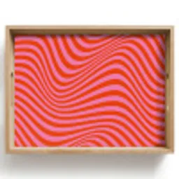 Golvend patroon - Rood - Roze - Lijnen Dienblad Rechthoek middel -z3d_shopping