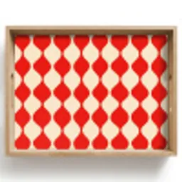 Golvend patroon - Retro - Rood - Beige Dienblad Rechthoek middel 911 -z3d_shopping