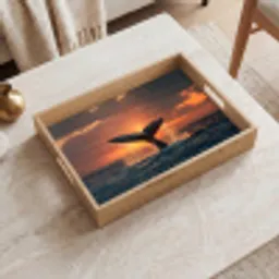 Walvis staart - Water - Zonsondergang Dienblad Rechthoek middel -sfeer1