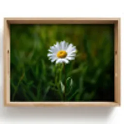 Wit - Madeliefje - Bloem - Gras Dienblad Rechthoek middel -z3d_shopping