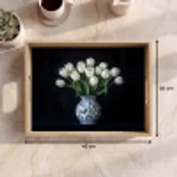 Wit - Bloemen - Tulpen - Vaas Dienblad Rechthoek middel -USP_Formaat