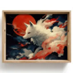 Witte vos - wolken - maan Dienblad Rechthoek middel -z3d_shopping
