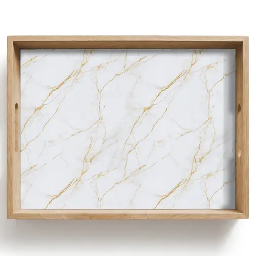 Wit - Marmer - Goud - Luxueus Dienblad Rechthoek middel 911 -z3d_shopping