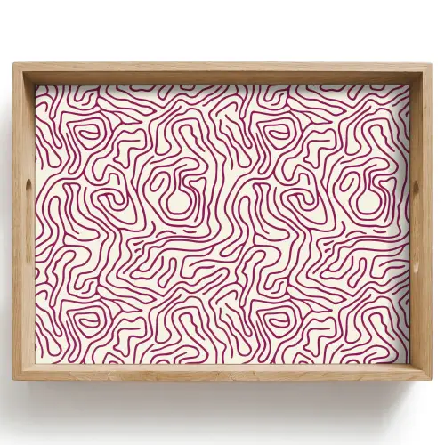 Kronkelende lijn - Magenta - Crème Dienblad Rechthoek middel 911 -z3d_shopping