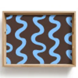 Kronkelende lijnen - Blauw - Bruin - Minimalistisch Dienblad Rechthoek middel 911 -z3d_shopping