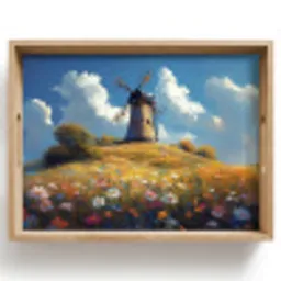 Windmolen - Heuvel - Bloemen - Kleurrijk Dienblad Rechthoek middel -z3d_shopping