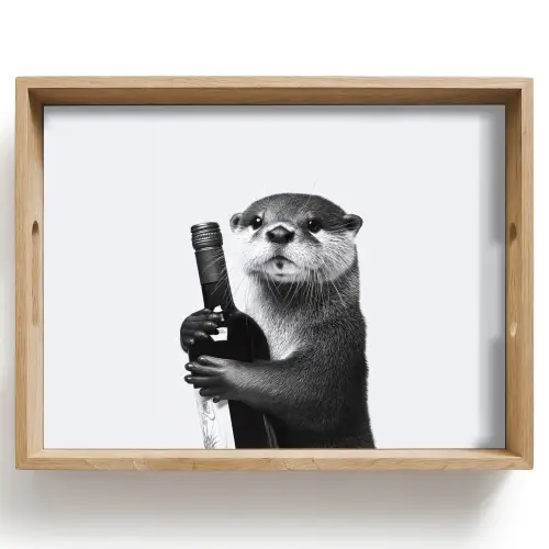 Wijnfles - Otter - Zwart Dienblad Rechthoek middel -z3d_shopping