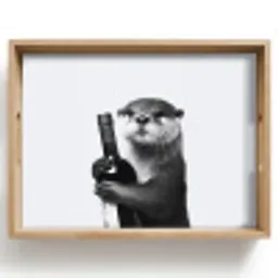 Wijnfles - Otter - Zwart Dienblad Rechthoek middel -z3d_shopping