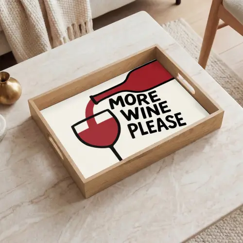 Wijnfles - Quote - Rood - Glas Dienblad Rechthoek middel -sfeer1